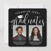 Dubbel Afstuderen 2 Afstudeerders & 4 foto's Zwart Aankondiging (Voorkant)