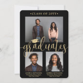 Dubbel Afstuderen 2 Afstudeerders Zwart & Goud Gez Kaart (Voorkant)