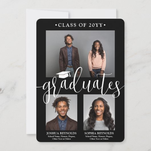 Dubbel Afstuderen 2 Afstudeerders Zwart Wit Joint Kaart (Voorkant)