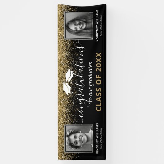 Dubbel Afstuderen 2-fotobanner Spandoek (Verticaal)