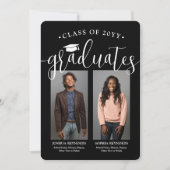 Dubbel Afstuderen 2 Foto's Zwart-wit gewricht Kaart (Voorkant)