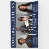 Dubbel Afstuderen 3 Foto Navy & Wit Joint Party Spandoek (Verticaal)