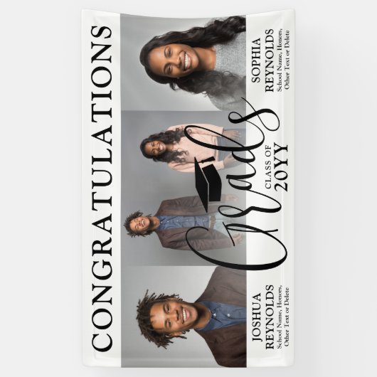 Dubbel Afstuderen 3 Fotocollage Gezamenlijke Parti Spandoek (Verticaal)