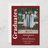 Dubbel afstuderen broers en zussen bordeaux afstud kaart (Voorkant)