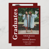 Dubbel afstuderen broers en zussen bordeaux afstud kaart (Voorkant / Achterkant)