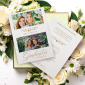 Dubbel Afstuderen Chic Gold 2-foto's modern script Kaart