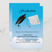 Dubbel Afstuderen Pet Toss Invitation Kaart (Voorkant / Achterkant)