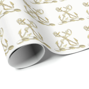 Dubbel Anker Heraldisch Wapenschild Faux Goud Cadeaupapier