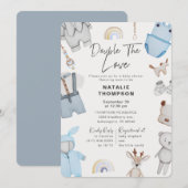 Dubbel Baby shower met de liefdeskleding Twin Boys Kaart (Voorkant / Achterkant)