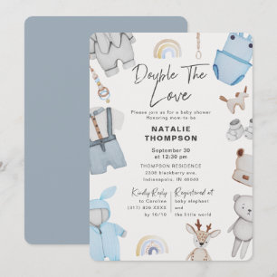 Dubbel Baby shower met de liefdeskleding Twin Boys Kaart