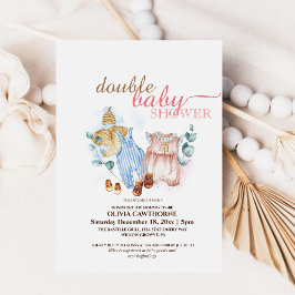 Dubbel Baby shower Schattige Modern Baby shower Kaart
