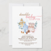 Dubbel Baby shower Schattige Modern Baby shower Kaart (Voorkant)