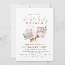 Dubbel Baby shower Schattigee meisjes Baby shower Kaart