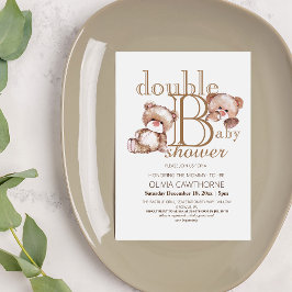 Dubbel Baby shower Twee Beren Dubbel Kaart