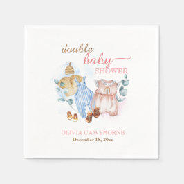 Dubbel Baby shower Waterverf Roze Blauw Servet