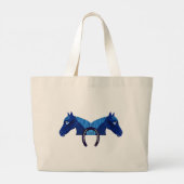 Dubbel blauw paard en een Hoefijzer Grote Tote Bag (Achterkant)