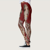 Dubbel blauwe ring octopus op bloedrode Leggings (Links)