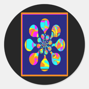 Dubbel bloempatroon. Bright Colors-Sticker Ronde Sticker