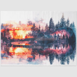 Dubbel blootgesteld Gitaar Forest Decoupage Tissue Tissuepapier