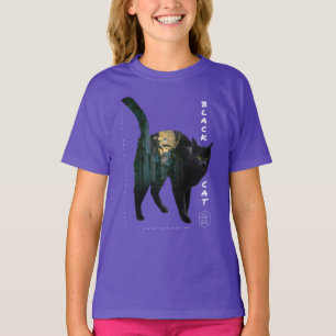 Dubbel blootstellingseffect - zwart katje t-shirt