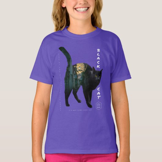 Dubbel blootstellingseffect - zwart katje t-shirt (Voorkant)