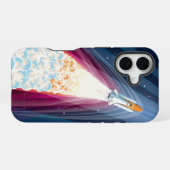 Dubbel Boosted (Spaceshuttle-lancering) iPhone 16 Hoesje (Achterkant horizontaal)