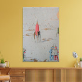 Dubbel Canvas met retro-ruimtevaart (Insitu (Woonkamer))