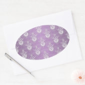 Dubbel Damast Lavendel Paars Ovale Sticker (Envelop)