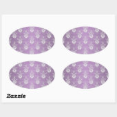 Dubbel Damast Lavendel Paars Ovale Sticker (Vel)