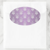 Dubbel Damast Lavendel Paars Ovale Sticker (Tas)