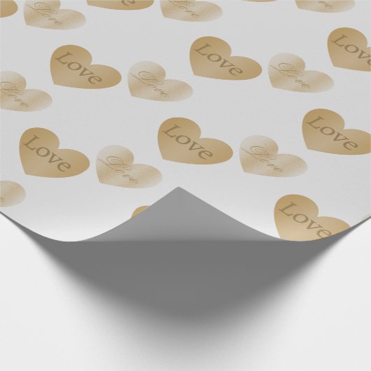 Dubbel de gouden liefdesharten cadeaupapier (Hoek)