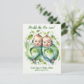 Dubbel de Pea-sure Twin Birth Aankondiging (Staand voorkant)