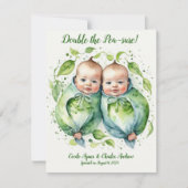 Dubbel de Pea-sure Twin Birth Aankondiging (Voorkant)
