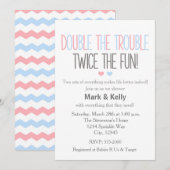 Dubbel de problemen TWINS Baby Shower Uitnodiging (Voorkant / Achterkant)