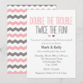 Dubbel de problemen TWINS Baby Shower Uitnodiging (Voorkant / Achterkant)