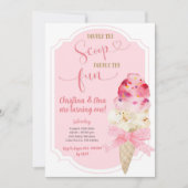 Dubbel de Scoop Ice Cream Twins Verjaardag Kaart (Voorkant)