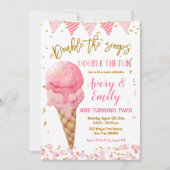 Dubbel De Scoops Tweelingbroers Verjaardagsfeest Kaart (Voorkant)