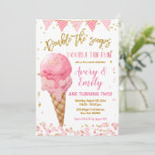 Dubbel De Scoops Tweelingbroers Verjaardagsfeest Kaart (Staand voorkant)