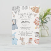 Dubbel de Trouble Twins Boy Girl Baby shower Kaart (Staand voorkant)