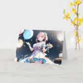 Dubbel de Verrukking: Anime Verjaardag Bliss Kaart (Gele Bloem)