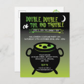 'Dubbel, dubbel werk en problemen' Halloween-uitno Uitnodiging Briefkaart (Voorkant / Achterkant)