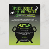 'Dubbel, dubbel werk en problemen' Halloween-uitno Uitnodiging Briefkaart (Voorkant)