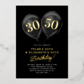 Dubbel Feest Verjaardagsfeestje Samen Folie Uitnodiging (Voorkant)