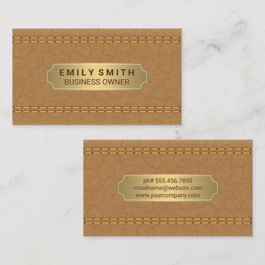 Dubbel gelabeld tin leder | Goud metallisch Bord Afsprakenkaartje (Voorkant / Achterkant)