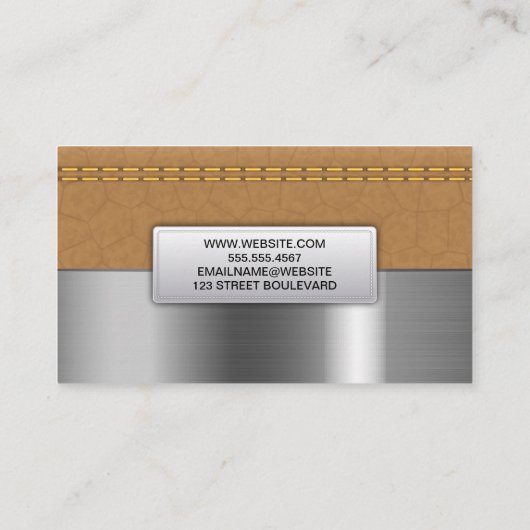 Dubbel gelabeld tin leder | Metaalborstel Visitekaartje (Achterkant)