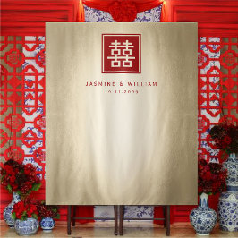 Dubbel Geluk 囍 Chinese Trouwfoto Achtergrond Wandkleed