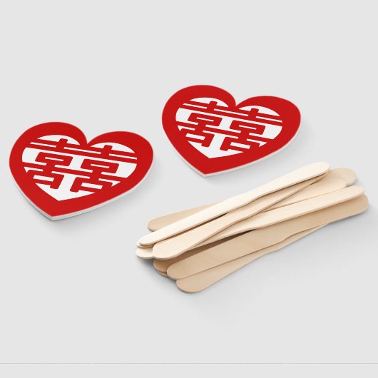 Dubbel Geluk 囍 Shuangxi Chinees Hanzi Hart Handwaaier (Niet-gemonteerd)