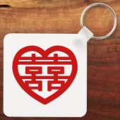 Dubbel Geluk 囍 Shuangxi Chinees Hanzi Hart Sleutelhanger (Achterkant)