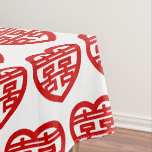 Dubbel Geluk 囍 Shuangxi Chinees Hanzi Hart Tafelkleed