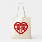 Dubbel Geluk 囍 Shuangxi Chinees Hanzi Hart Tote Bag (Achterkant)
